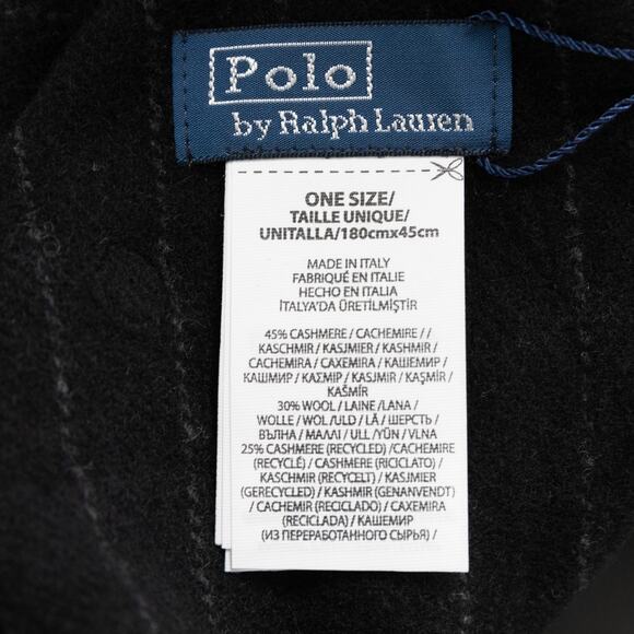 Polo Ralph Lauren Men Chalk Stripe Scarf Black One Size - Picture 3 of 4